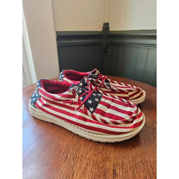 Hey Dude Other - Hey Dude Wally Youth Americana American Flag Shoes Kids J5 Red White Blue 41164